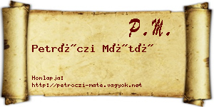 Petróczi Máté névjegykártya